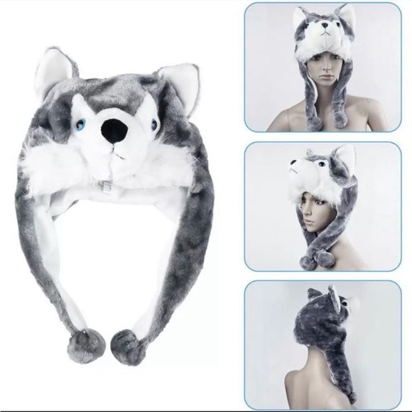 Accessories - Winter Wolf Hat Beanie Fun Furry Animal Husky